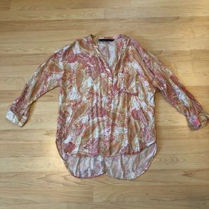 Zara Woman Pink Paisley Hi-Low Tunic Size Small